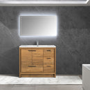 Alma Vanity Allier 42" Natural Wood Finish with Integrated Sink and Right Side Drawers