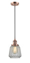 Innovations Lighting Chatham 1-100 watt 6 inch Antique Copper Mini Pendant with Clear Fluted glass 201CACG142