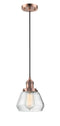 Innovations Lighting Fulton 1-100 watt 7 inch Antique Copper Mini Pendant with Clear glass 201CACG172