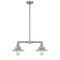 Halophane Island Light shown in the Brushed Satin Nickel finish with a Clear Halophane shade