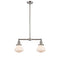 Olean Island Light shown in the Brushed Satin Nickel finish with a Matte White shade