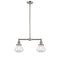 Olean Island Light shown in the Brushed Satin Nickel finish with a Clear shade