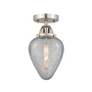 Geneseo Semi-Flush Mount shown in the Brushed Satin Nickel finish with a Clear Crackled shade