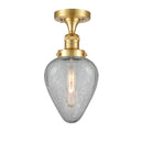Geneseo Semi-Flush Mount shown in the Satin Gold finish with a Clear Crackled shade