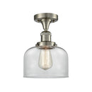 Bell Semi-Flush Mount shown in the Brushed Satin Nickel finish with a Clear shade