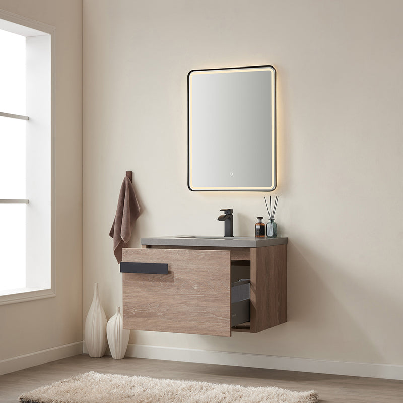 Vinnova Design Carcastillo 30" Single Sink Bath Vanity with Grey Sintered Stone Top