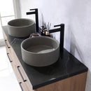Trento 60" Double Sink-R Bath Vanity in North American Oak with Black Sintered Stone Top Circular Concrete Sink