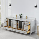 Vinnova Design Shannon 84" Double Vanity and Composite Carrara White Stone Countertop
