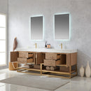 Alistair 84" Double Sink Bath Vanity Oak with White Grain Stone Countertop