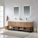 Alistair 84B" Double Sink Bath Vanity Oak with White Grain Stone Countertop
