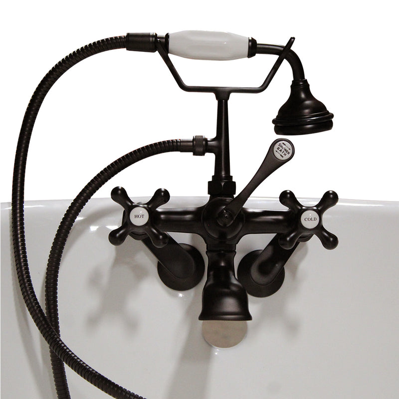 Cambridge Plumbing Clawfoot Tub Wall Mount British Telephone Faucet, Hand Held Shower BRZ