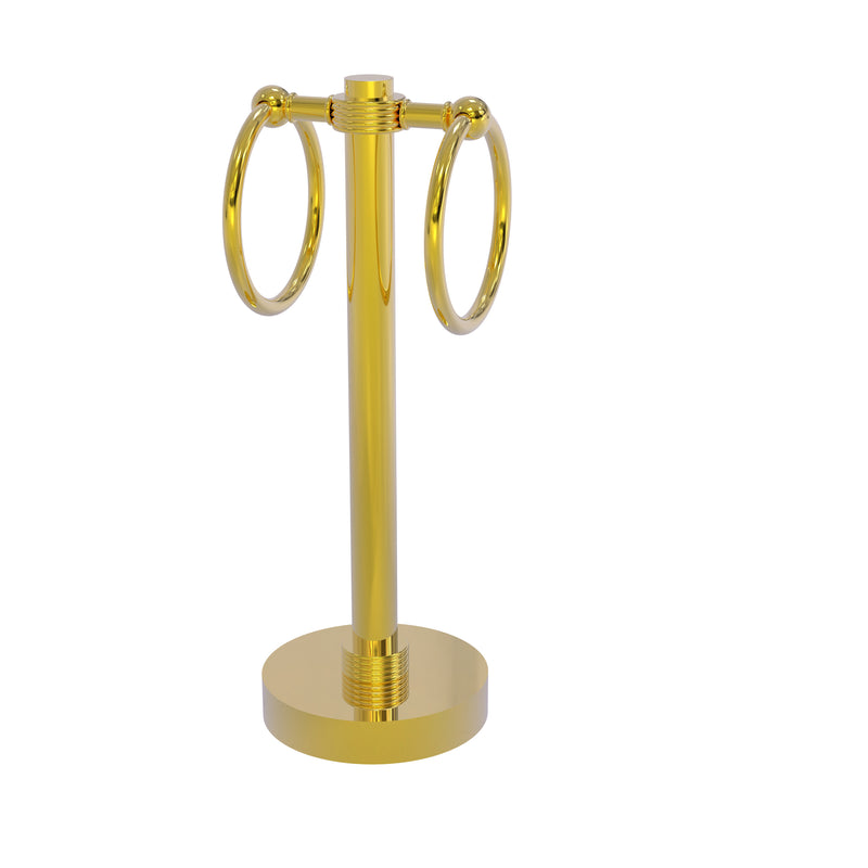 Allied Brass Vanity Top 2 Towel Ring Guest Towel Holder with Groovy Accents 953G-PB