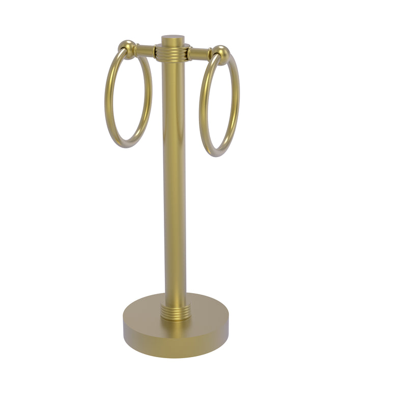 Allied Brass Vanity Top 2 Towel Ring Guest Towel Holder with Groovy Accents 953G-SBR