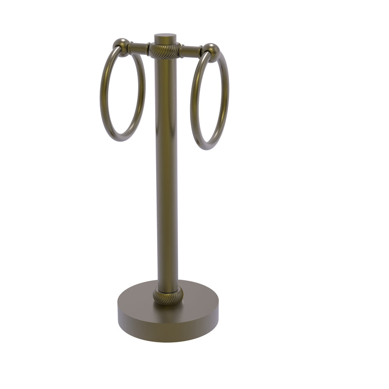 Allied Brass Vanity Top 2 Towel Ring Guest Towel Holder with Twisted Accents 953T-ABR