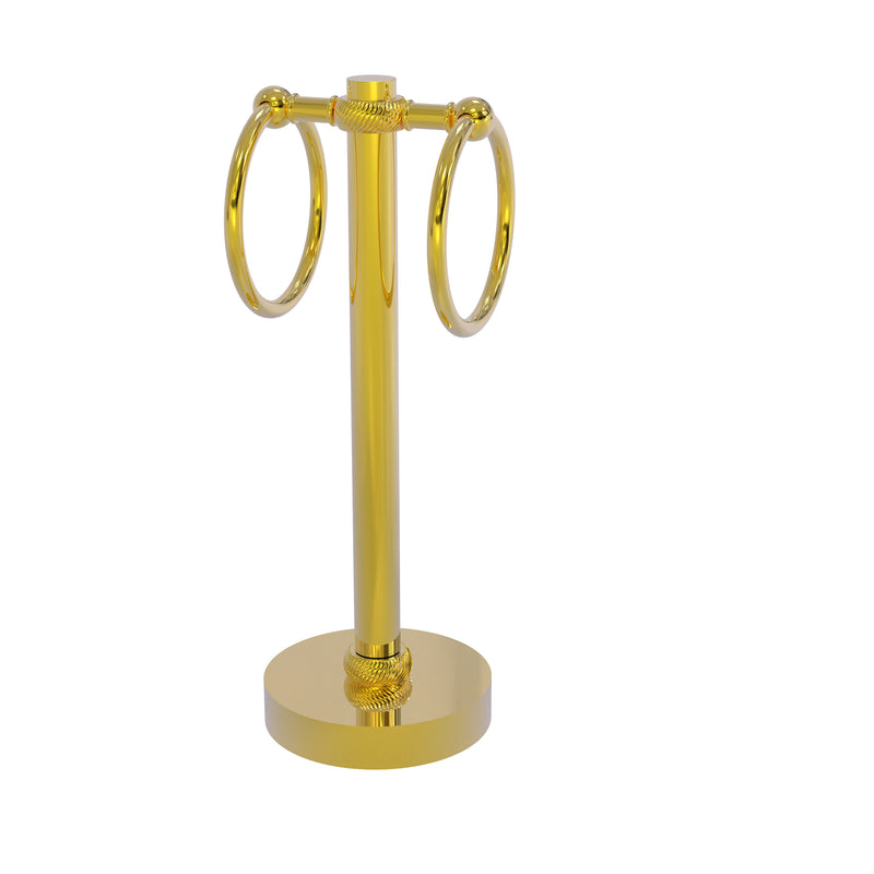 Allied Brass Vanity Top 2 Towel Ring Guest Towel Holder with Twisted Accents 953T-PB
