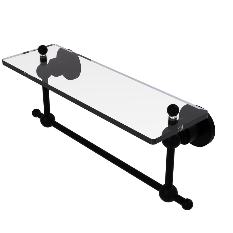 Allied Brass Astor Place 16 Inch Glass Vanity Shelf with Integrated Towel Bar AP-1TB-16-BKM