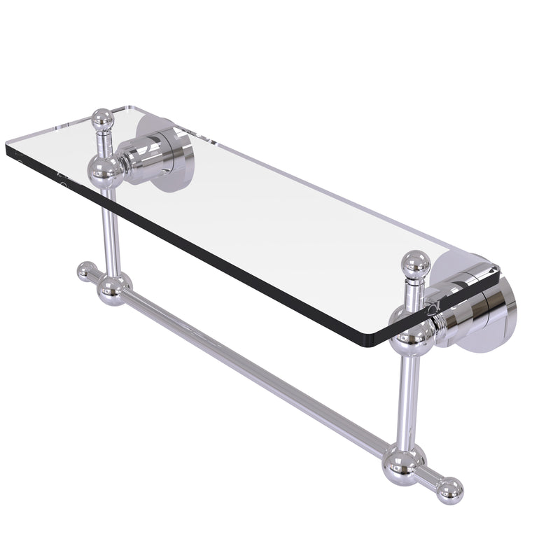 Allied Brass Astor Place 16 Inch Glass Vanity Shelf with Integrated Towel Bar AP-1TB-16-PC