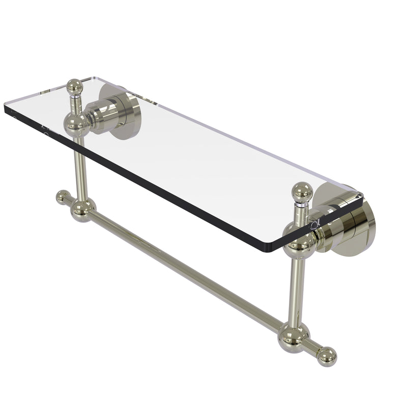 Allied Brass Astor Place 16 Inch Glass Vanity Shelf with Integrated Towel Bar AP-1TB-16-PNI