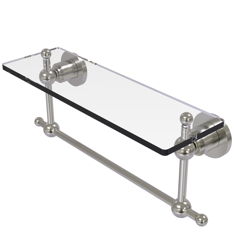 Allied Brass Astor Place 16 Inch Glass Vanity Shelf with Integrated Towel Bar AP-1TB-16-SN
