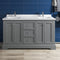 Fresca Windsor 60" Gray Textured Traditional Double Sink Bathroom Cabinet with Top and Sinks FCB2460GRV-CWH-U