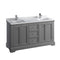 Fresca Windsor 60" Gray Textured Traditional Double Sink Bathroom Cabinet w/ Top & Sinks FCB2460GRV-CWH-U