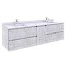 Fresca Formosa 70" Wall Hung Double Sink Modern Bathroom Cabinet in Rustic White FCB31-301230RWH