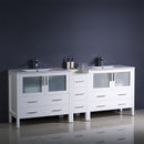 Fresca Torino 84" White Modern Double Sink Bathroom Cabinets with Integrated Sinks FCB62-361236WH-I