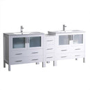Fresca Torino 84" White Modern Double Sink Bathroom Cabinets w/ Integrated Sinks FCB62-361236WH-I