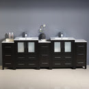 Fresca Torino 84" Espresso Modern Double Sink Bathroom Cabinets with Integrated Sinks FCB62-72ES-I
