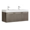 Fresca Vista 48" Gray Oak Wall Hung Double Sink Modern Bathroom Cabinet w/ Integrated Sink FCB8092GO-D-I