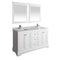 Fresca Windsor 60" Matte White Traditional Double Sink Bathroom Vanity w/ Mirrors FVN2460WHM