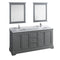 Fresca Windsor 72" Gray Textured Traditional Double Sink Bathroom Vanity w/ Mirrors FVN2472GRV