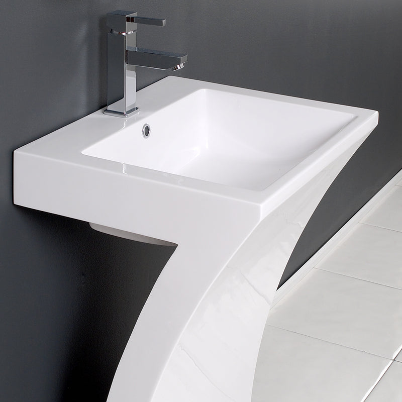Fresca Quadro 23" White Pedestal Sink with Medicine Cabinet - Modern Bathroom Vanity FVN5024WH