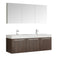 Fresca Vista 60" Walnut Wall Hung Double Sink Modern Bathroom Vanity w/ Medicine Cabinet FVN8093GW-D