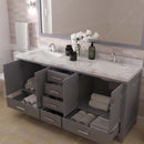 Modern Fittings Caroline Avenue 72" Double Bath Vanity with Cultured Marble Quartz Top and Square Sinks Faucets