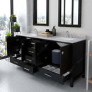 Modern Fittings Caroline Avenue 72" Double Bath Vanity with Marble Top and Square Sinks Faucets