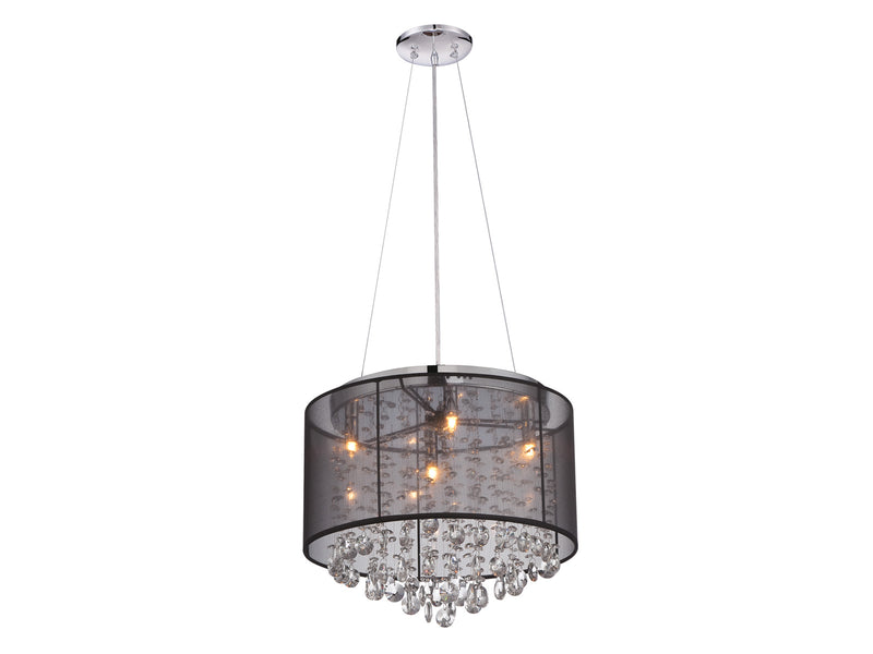 Avenue Lighting Riverside Dr. Collection Round Black Organza Silk Shade And Crystal Dual Mount Dual Mount/Flush & Hanging Black Organza Silk HF1504-BLK