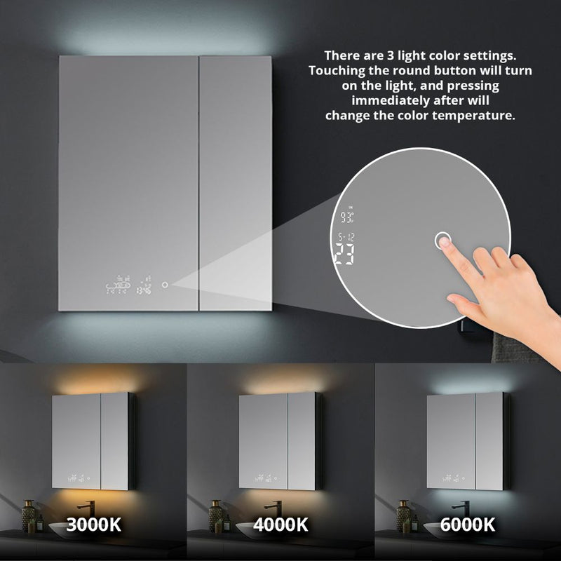Lexora Savera 36" W x 32" H Recessed or Surface-Mount LED Mirror for Medicine Cabinet with Defogger