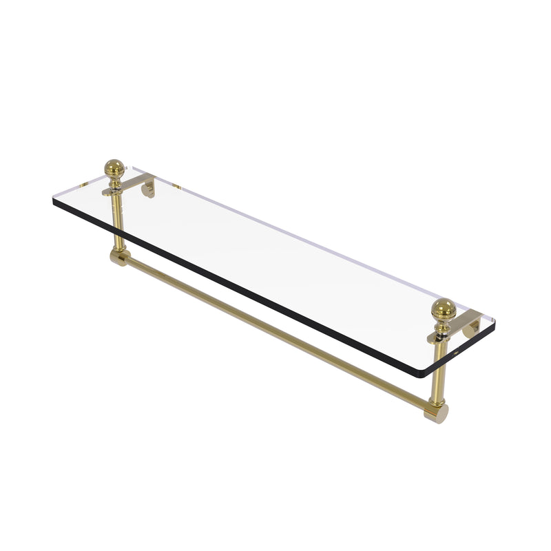 Allied Brass Mambo 22 Inch Glass Vanity Shelf with Integrated Towel Bar MA-1-22TB-UNL