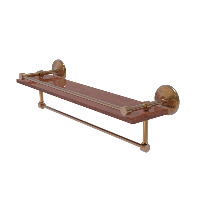 Allied Brass Monte Carlo Collection 22 Inch IPE Ironwood Shelf with Gallery Rail and Towel Bar MC-1-22TB-GAL-IRW-BBR