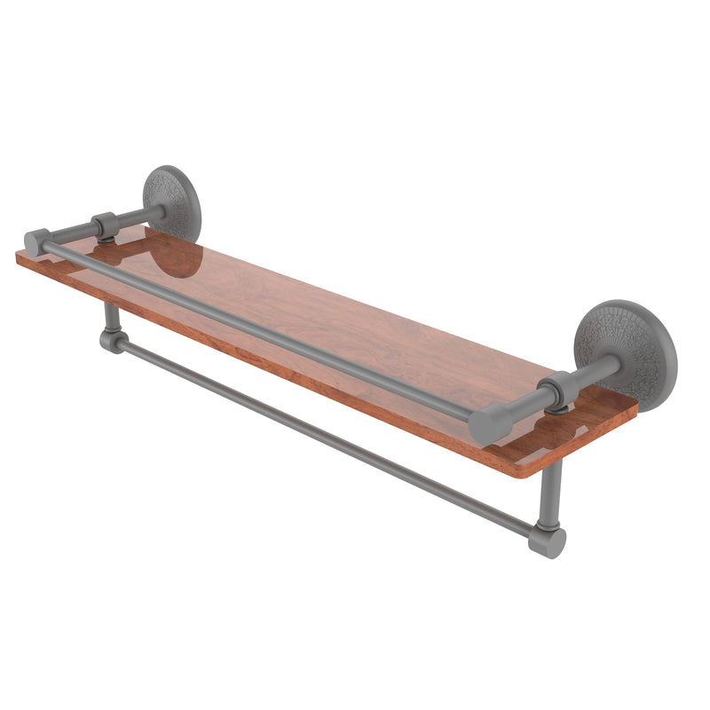 Allied Brass Monte Carlo Collection 22 Inch IPE Ironwood Shelf with Gallery Rail and Towel Bar MC-1-22TB-GAL-IRW-GYM