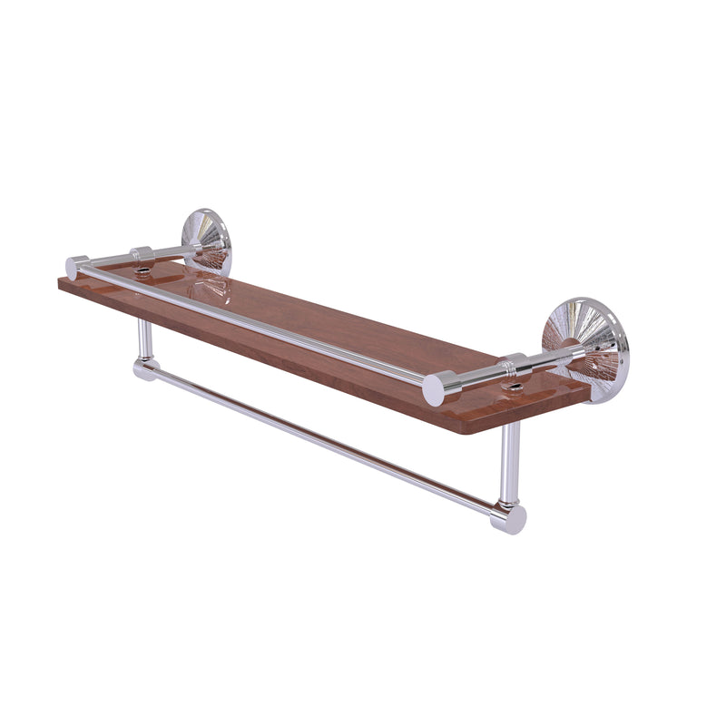 Allied Brass Monte Carlo Collection 22 Inch IPE Ironwood Shelf with Gallery Rail and Towel Bar MC-1-22TB-GAL-IRW-PC