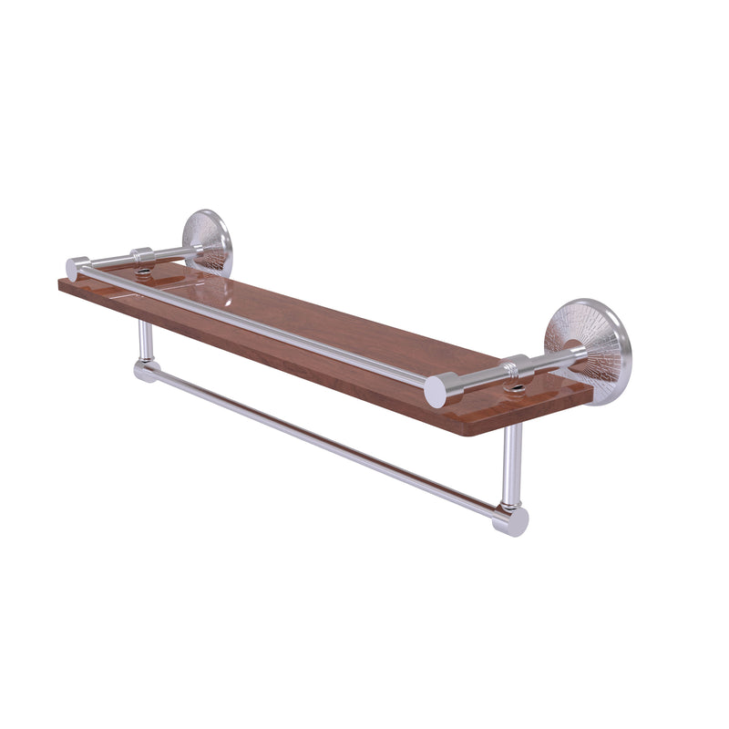 Allied Brass Monte Carlo Collection 22 Inch IPE Ironwood Shelf with Gallery Rail and Towel Bar MC-1-22TB-GAL-IRW-SCH