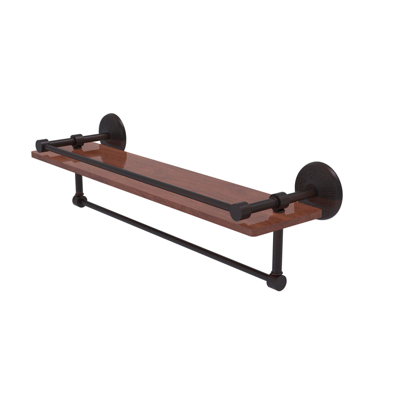 Allied Brass Monte Carlo Collection 22 Inch IPE Ironwood Shelf with Gallery Rail and Towel Bar MC-1-22TB-GAL-IRW-VB