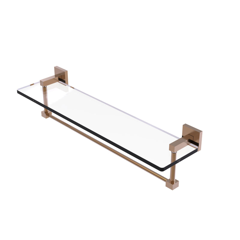 Allied Brass Montero Collection 22 Inch Glass Vanity Shelf with Integrated Towel Bar MT-1-22TB-BBR