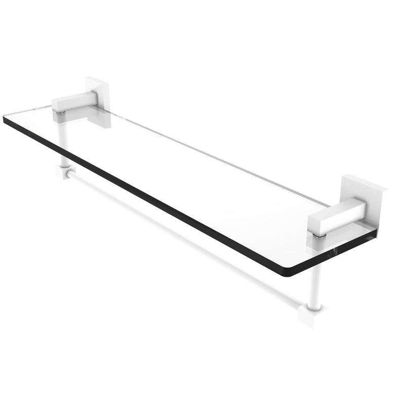 Allied Brass Montero Collection 22 Inch Glass Vanity Shelf with Integrated Towel Bar MT-1-22TB-WHM