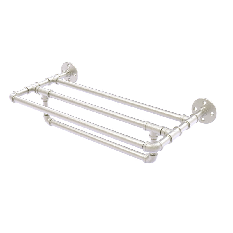 Allied Brass Pipeline Collection 18 Inch Wall Mounted Towel Shelf with Towel Bar P-240-18-TSTB-SN