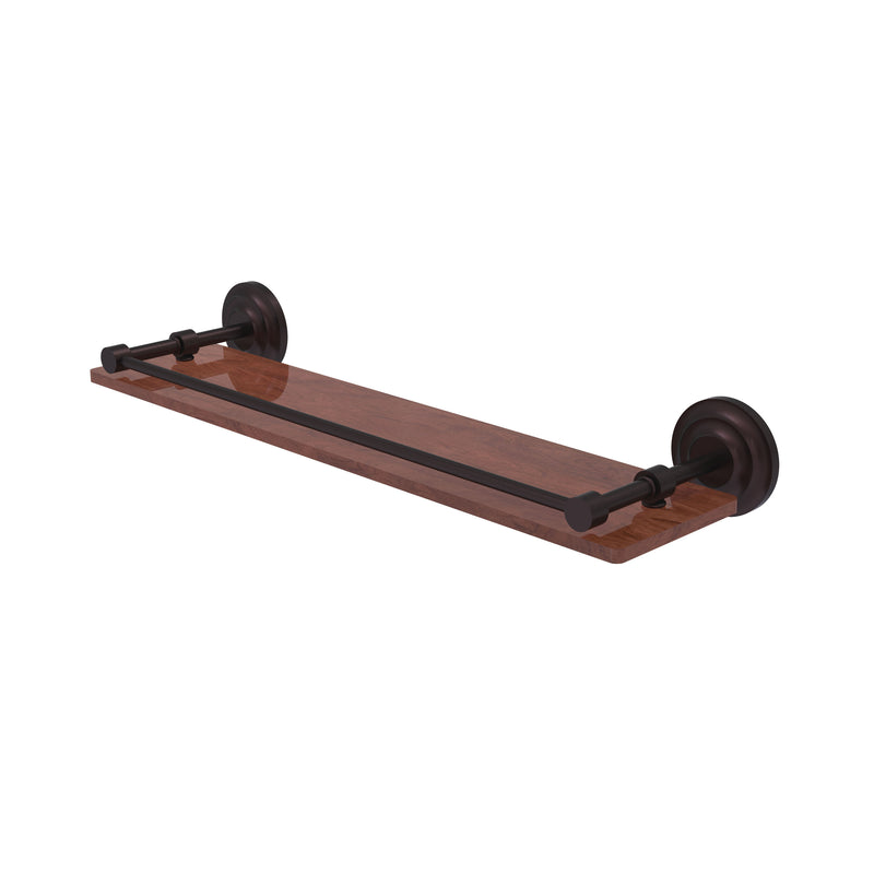 Allied Brass Que New Collection 22 Inch Solid IPE Ironwood Shelf with Gallery Rail QN-1-22-GAL-IRW-ABZ