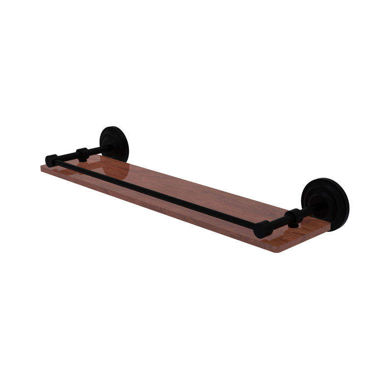 Allied Brass Que New Collection 22 Inch Solid IPE Ironwood Shelf with Gallery Rail QN-1-22-GAL-IRW-BKM