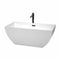 Wyndham Rachel 59" Soaking Bathtub In White With Floor Mounted Faucet Drain And Overflow Trim In Matte Black WCBTK150559MBATPBK